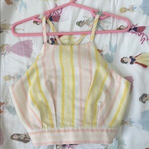 GB Girls Striped Halter Top - Yellow and Pink